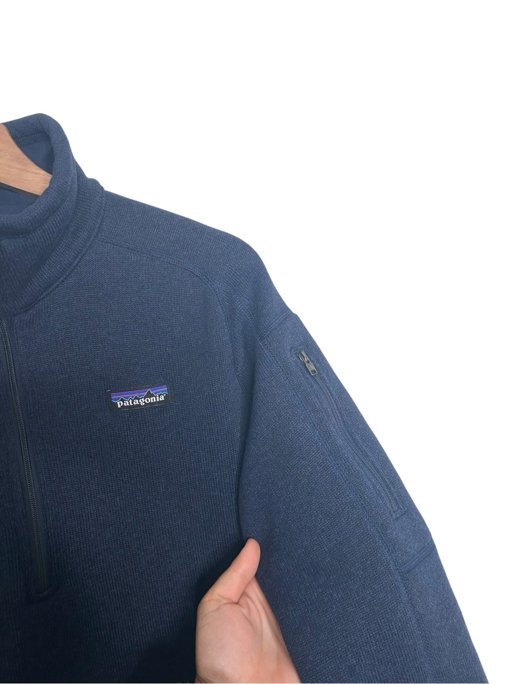 Patagonia Women's Blue Better Mock Neck Sweater 1/4 Zip Fleece Size Large - Picture 4 of 6